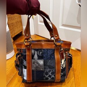 Coach Patchwork tote denim & canvas leather